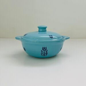CRONIN POTTERY Dutch Blue Tulip Individual Covered Casserole Dish Bean Pot 1.5Qt
